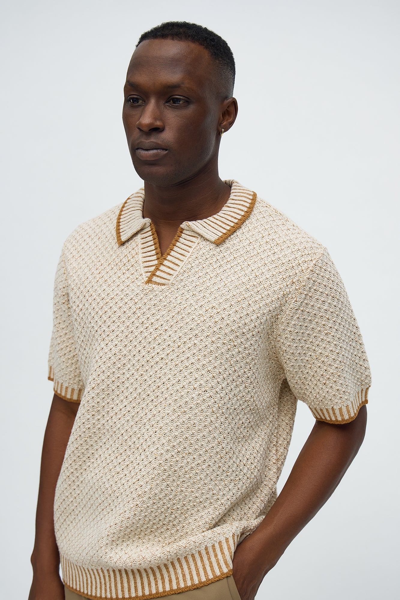 Knit Mercer Johnny Polo - Brown