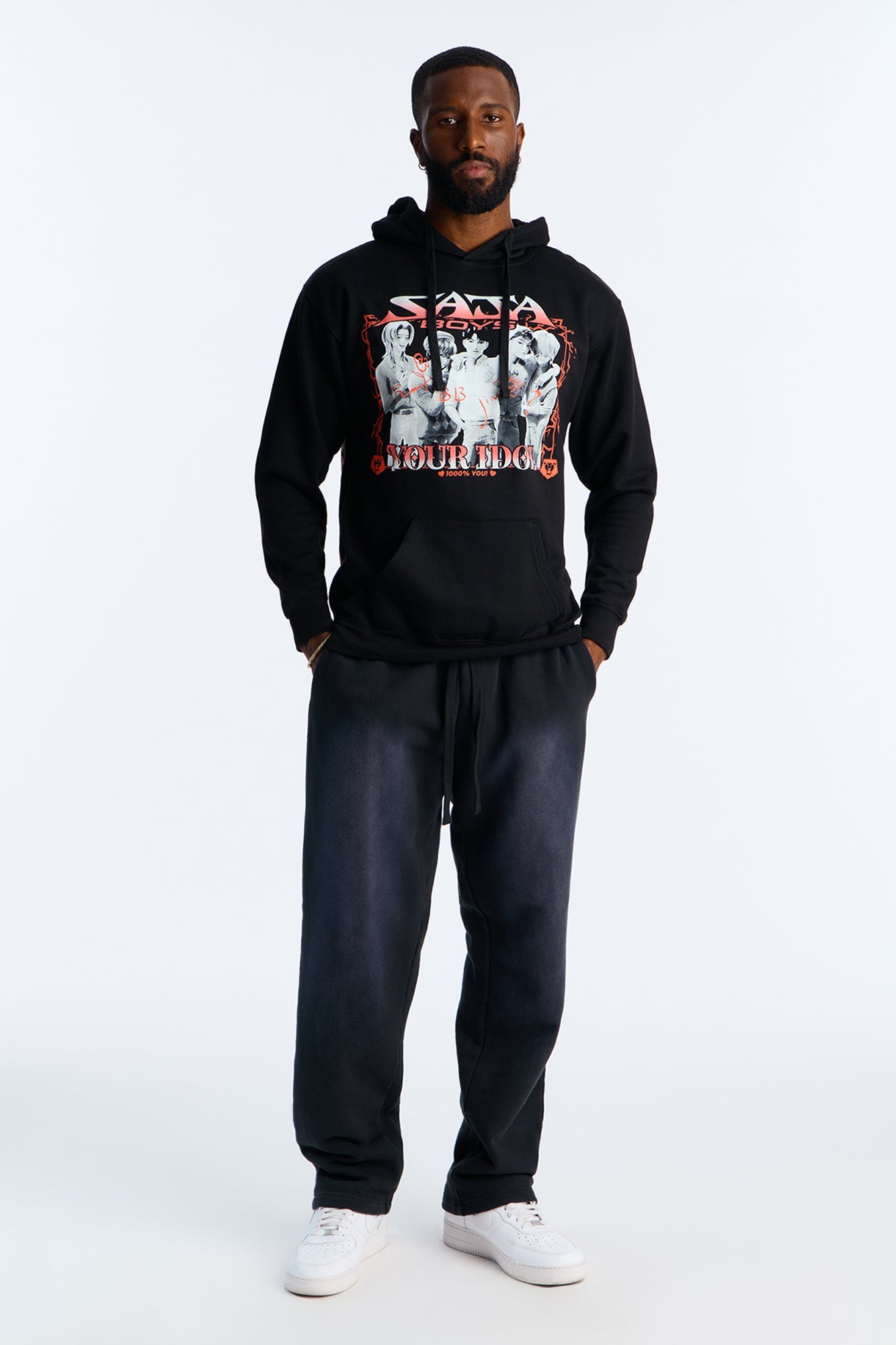 Heavyweight Vintage Spray Washed French Terry Sweatpants - Black Wash