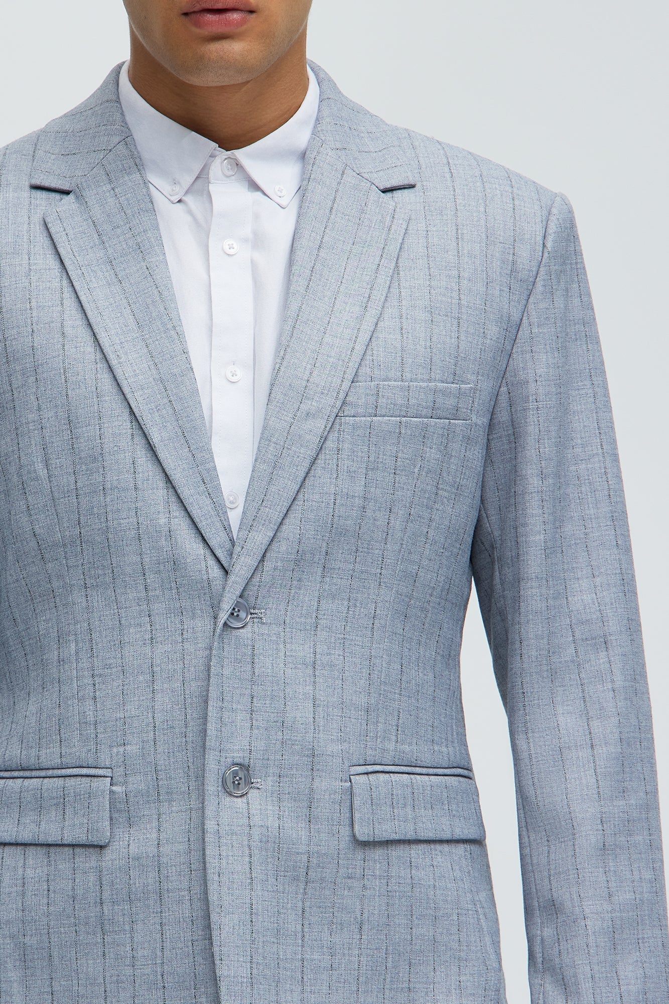 Roswel Textured Stripes Blazer - Grey