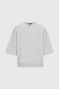 410 Relaxed Short Sleeve Henley Sweatshirt - Heather Grey