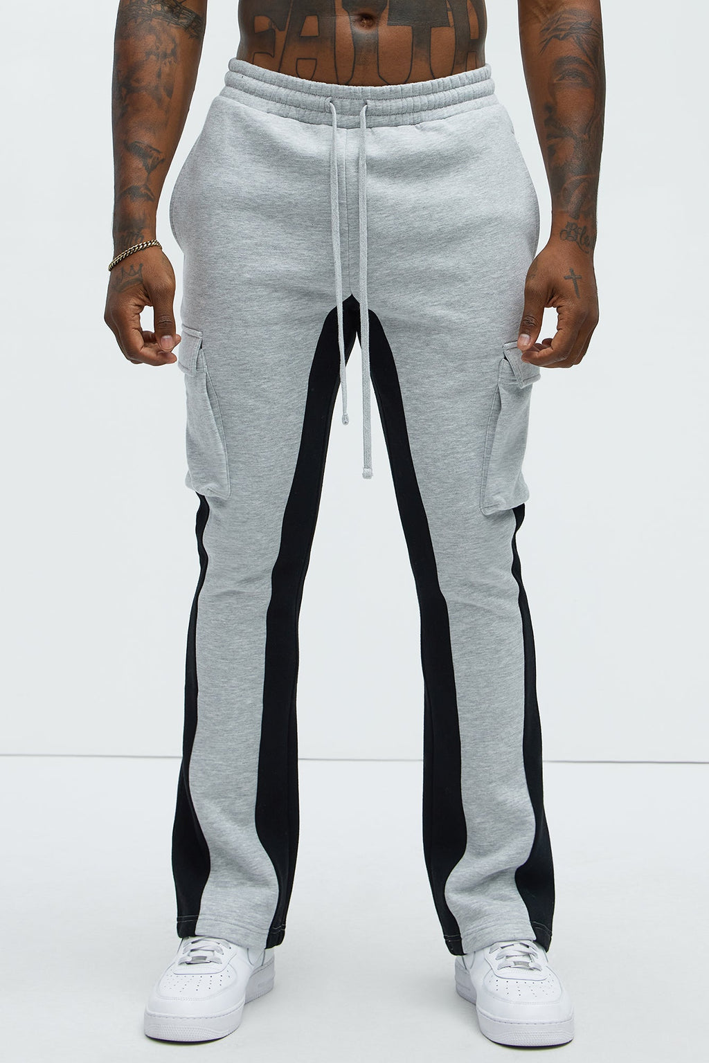 Tyson Flared Cargo Sweatpants - Heather Grey