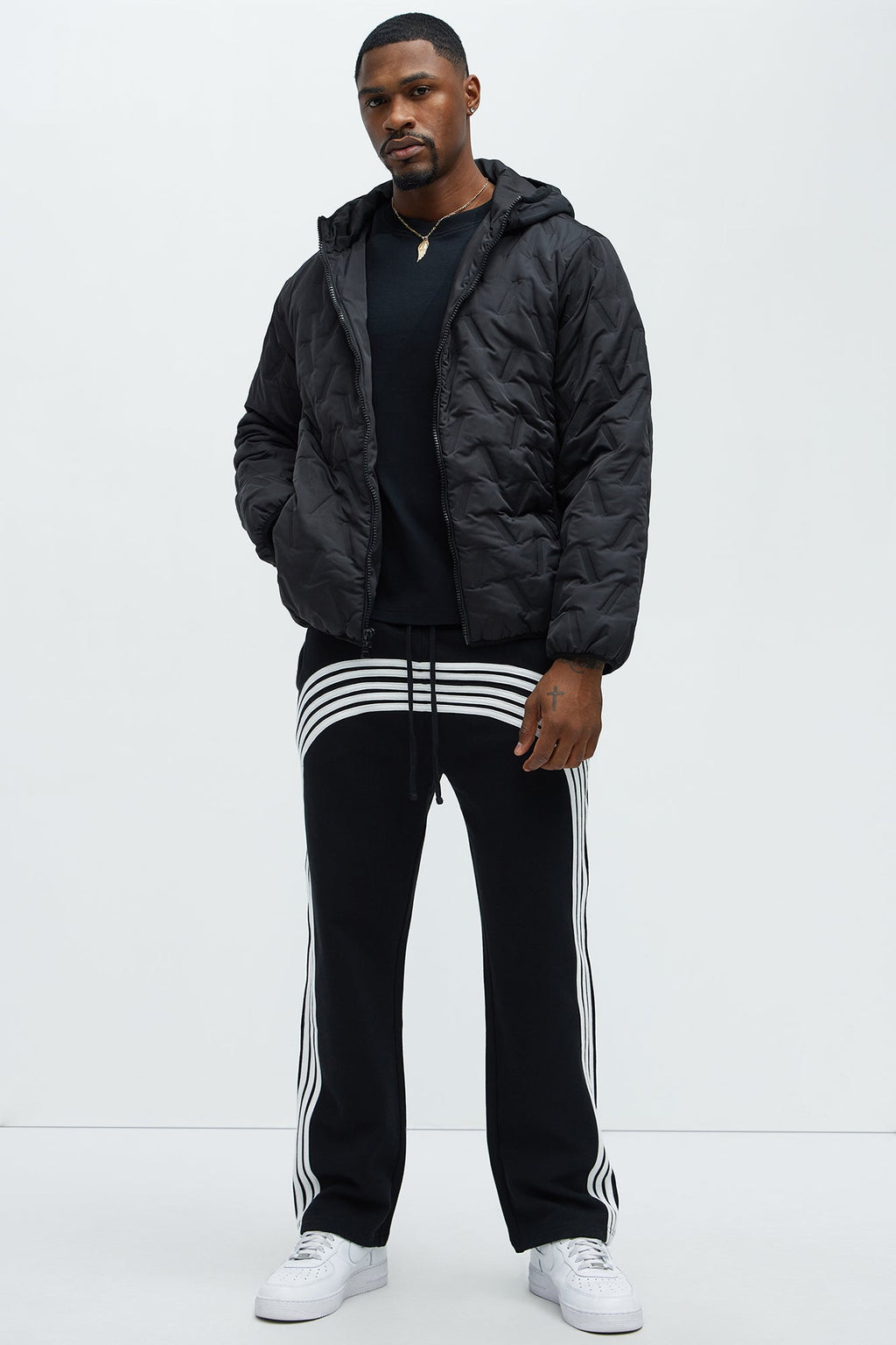 Tyson Race Course Striped Sweatpants - Black