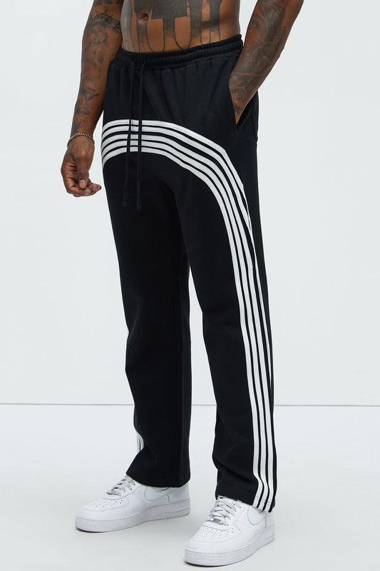 Tyson Race Course Striped Sweatpants - Black