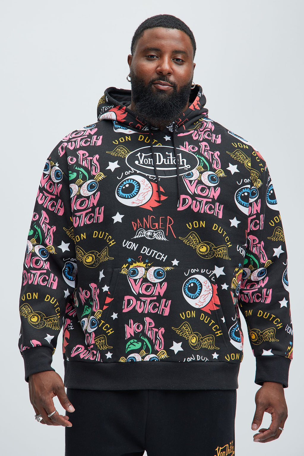 Von Dutch All Over Print Hoodie - Black