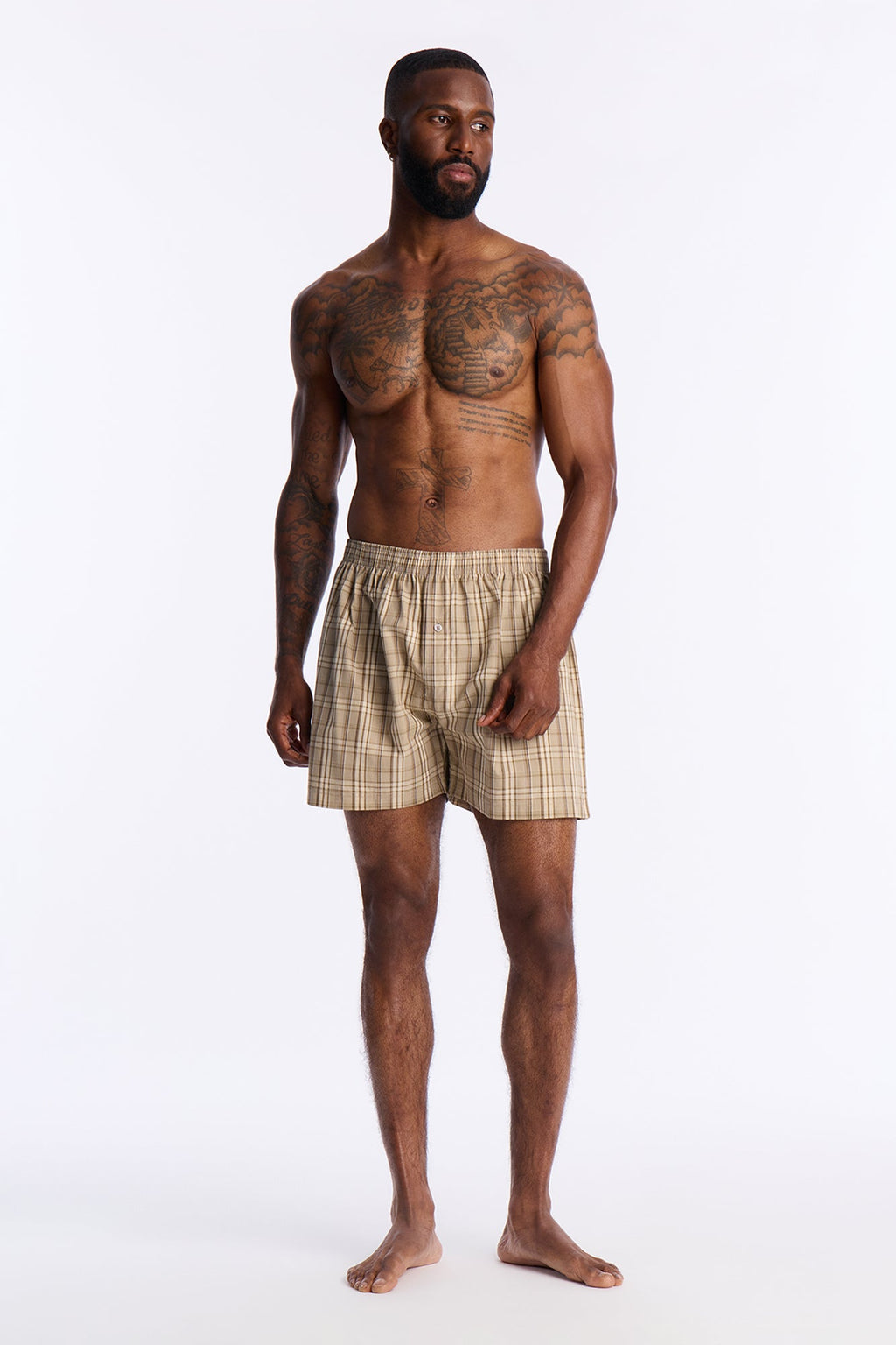 Classic Plaid Cotton Boxer - Tan