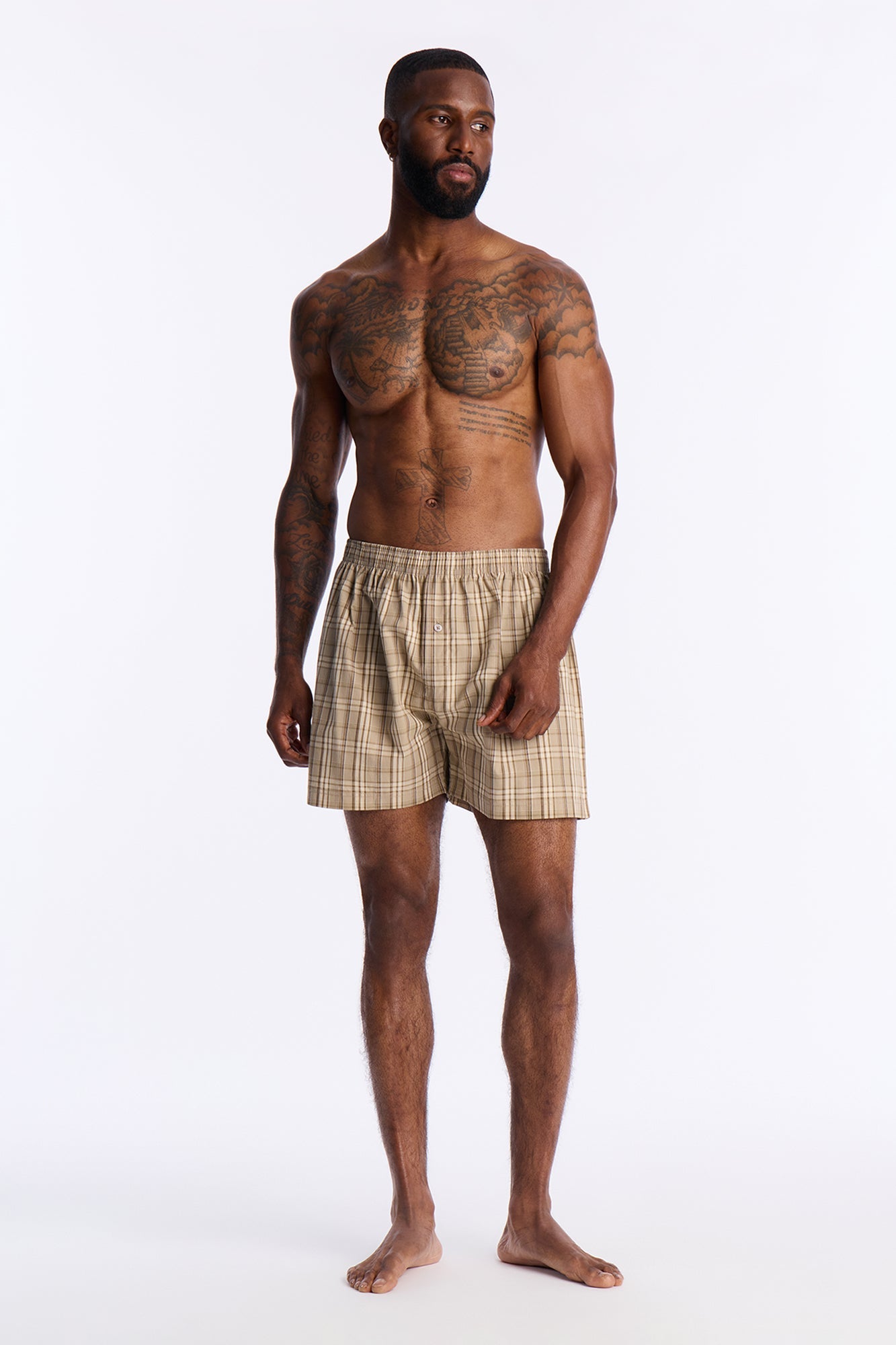 Classic Plaid Cotton Boxer - Tan