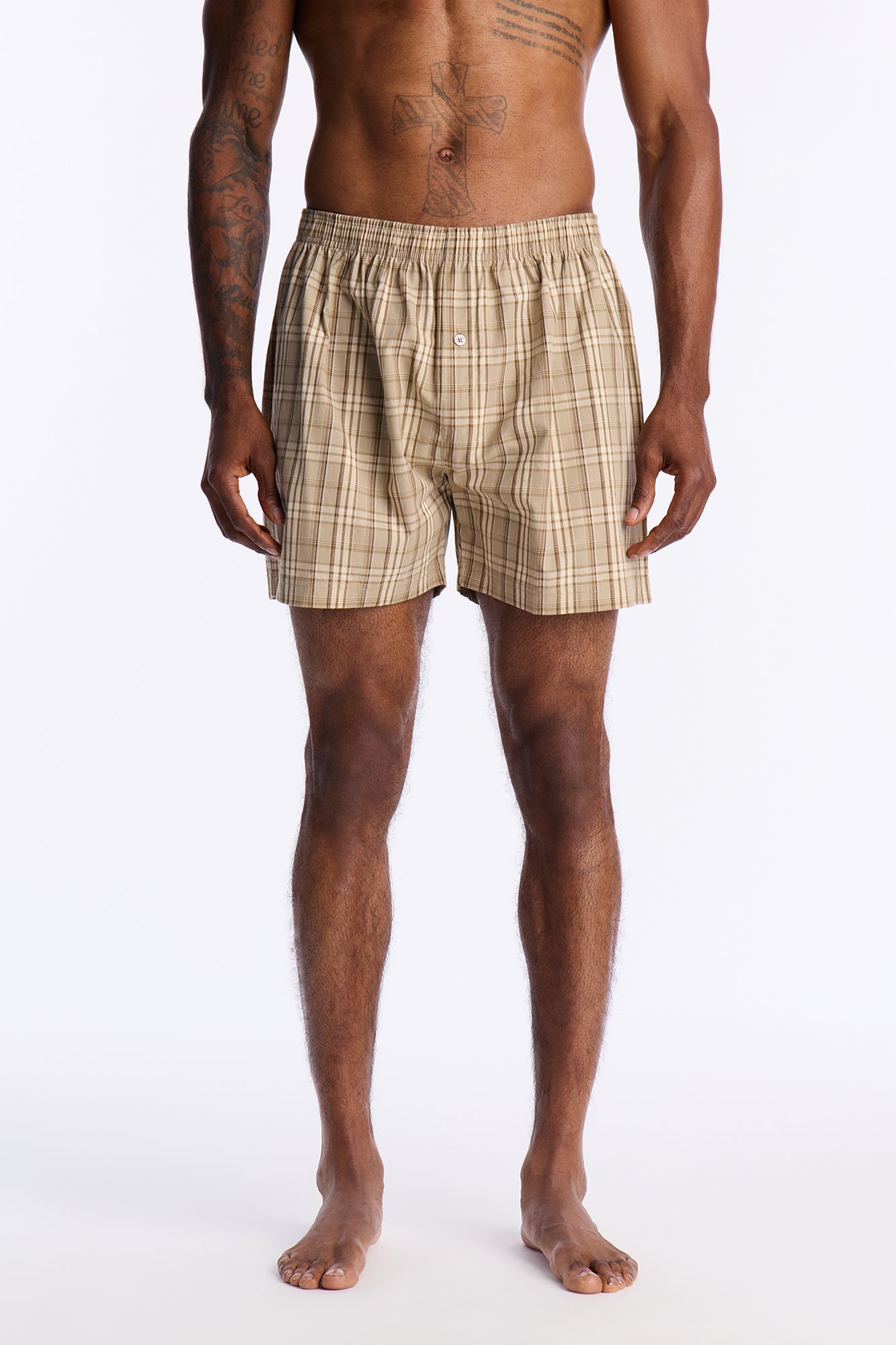 Classic Plaid Cotton Boxer - Tan