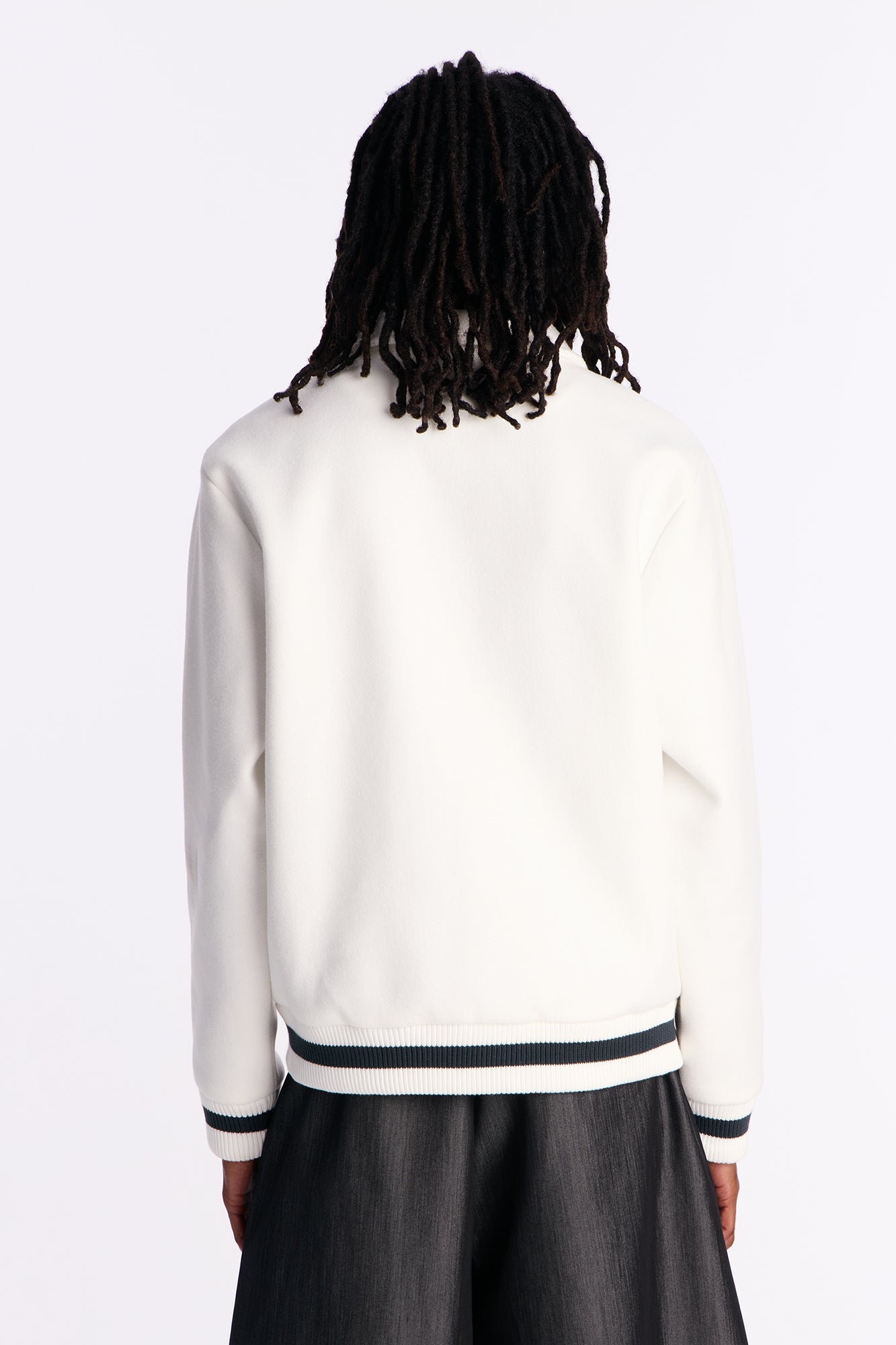 Retro Rib Wool Varsity Jacket - White