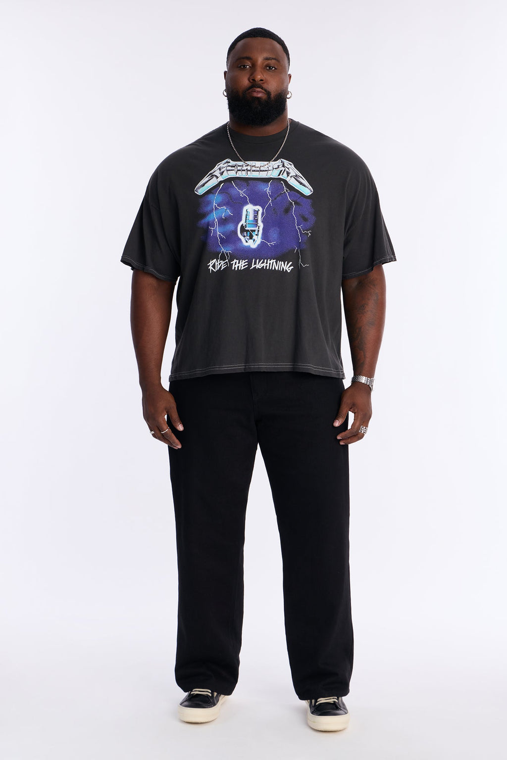 Metallica Ride The Lightning Boxy Short Sleeve Tee - Black