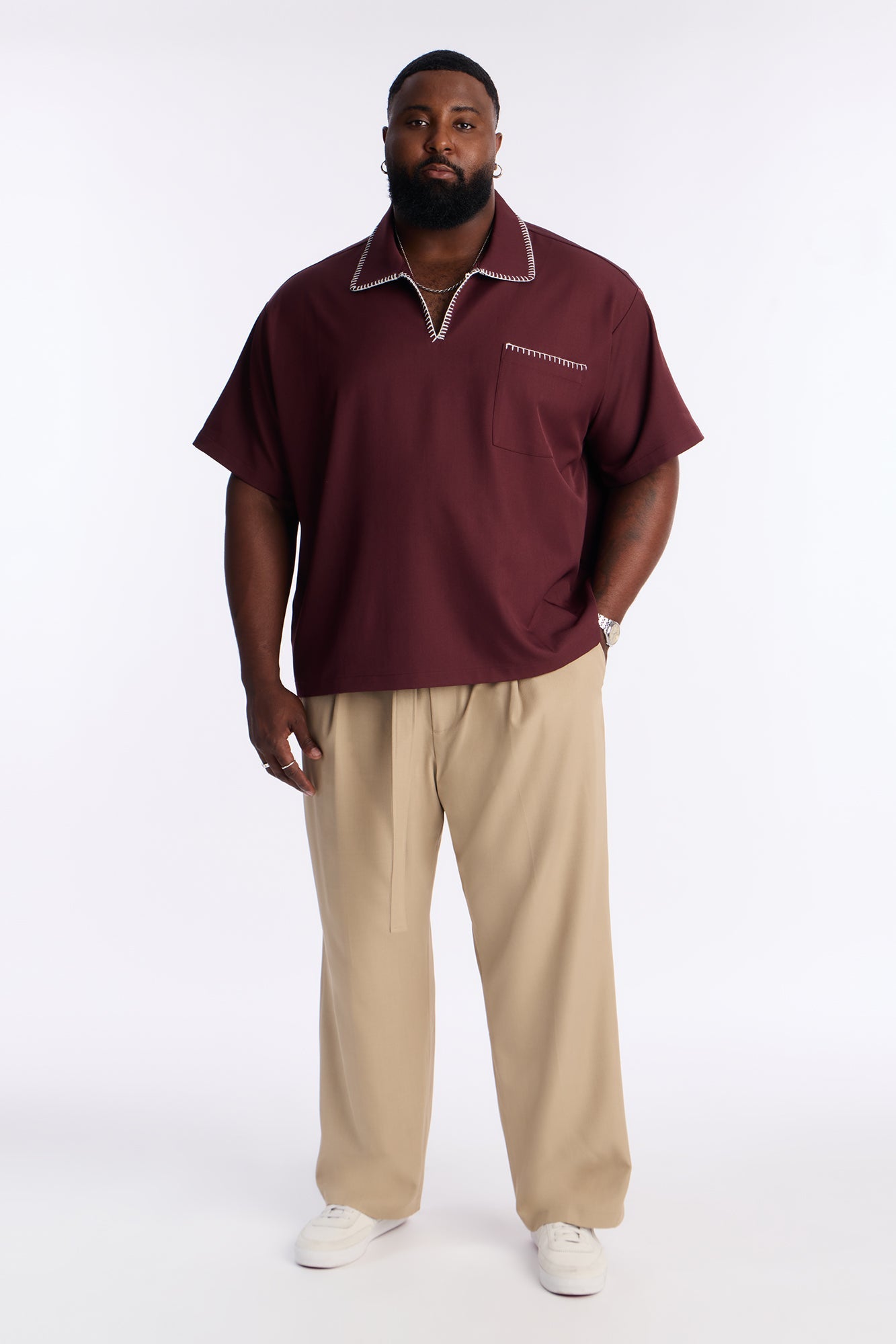 Hyde Stitch Polo - Burgundy
