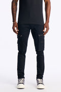 Stacked Skinny Take A Stroll Cargo Zipper Jean - Black