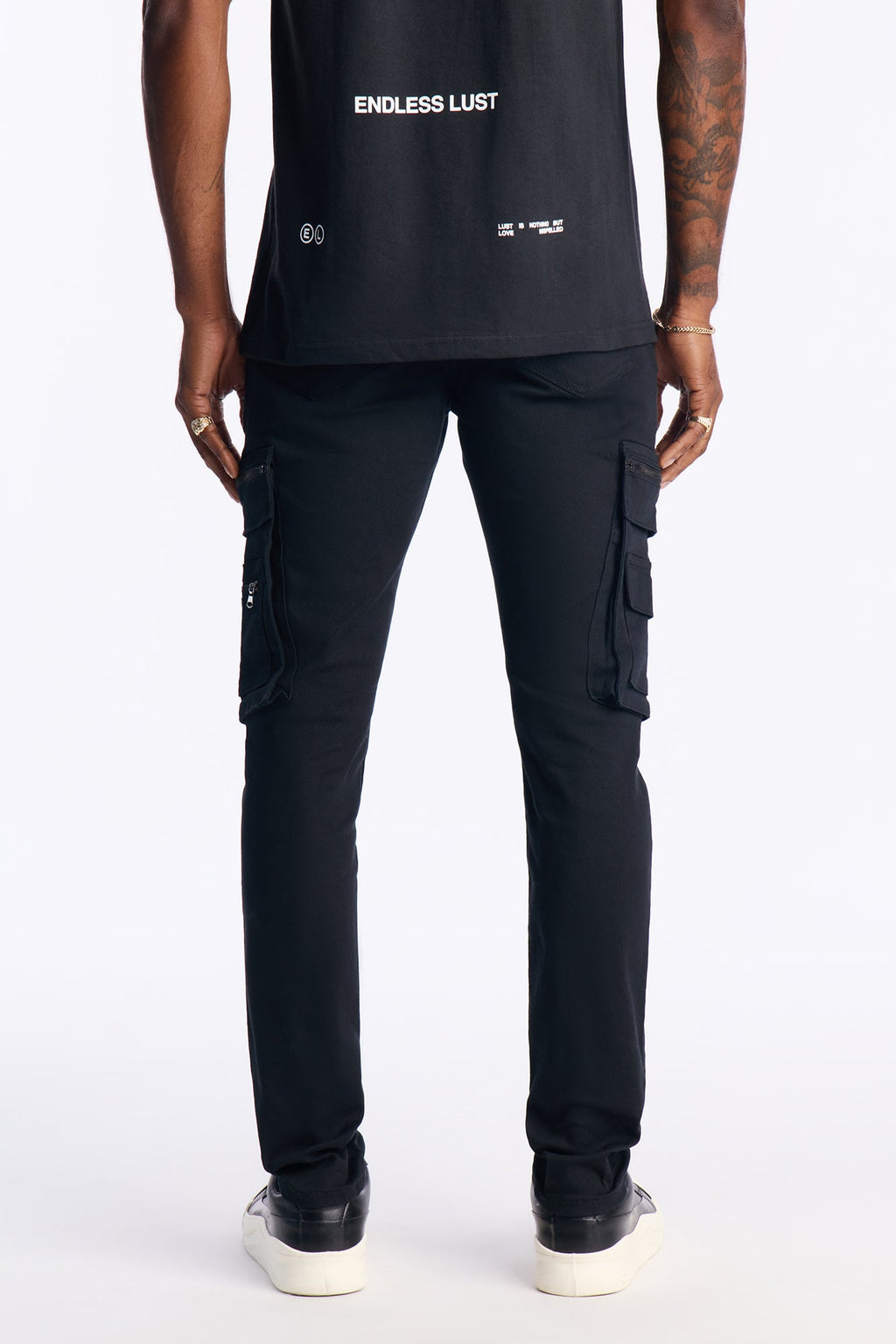 Stacked Skinny Take A Stroll Cargo Zipper Jean - Black