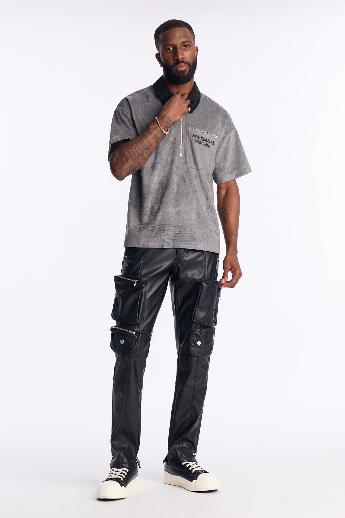 Skinny Black Out Multi Pocket Hardware Pant - Black