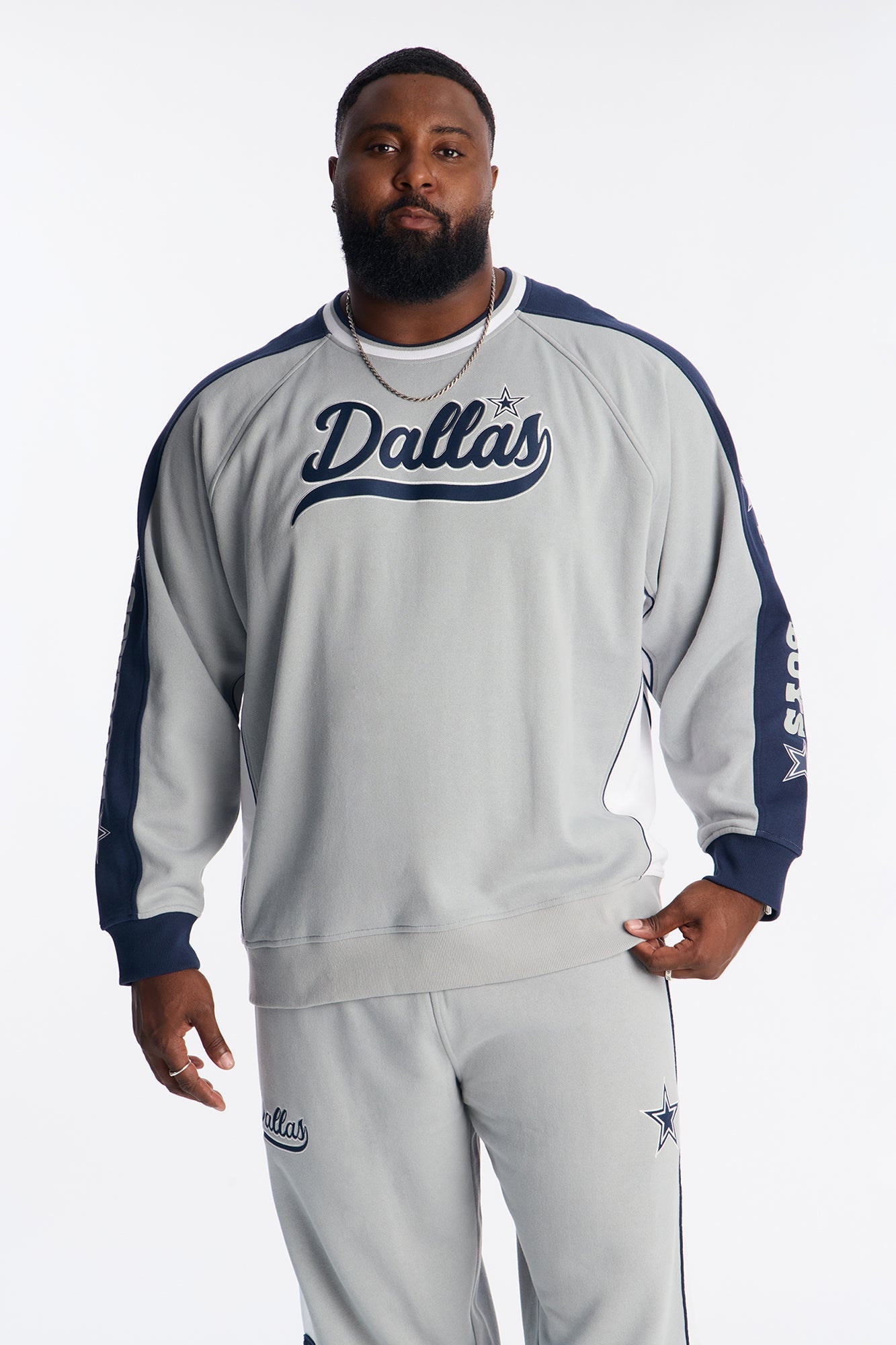 Cowboys Wave Rider Crewneck Sweatshirt - Grey