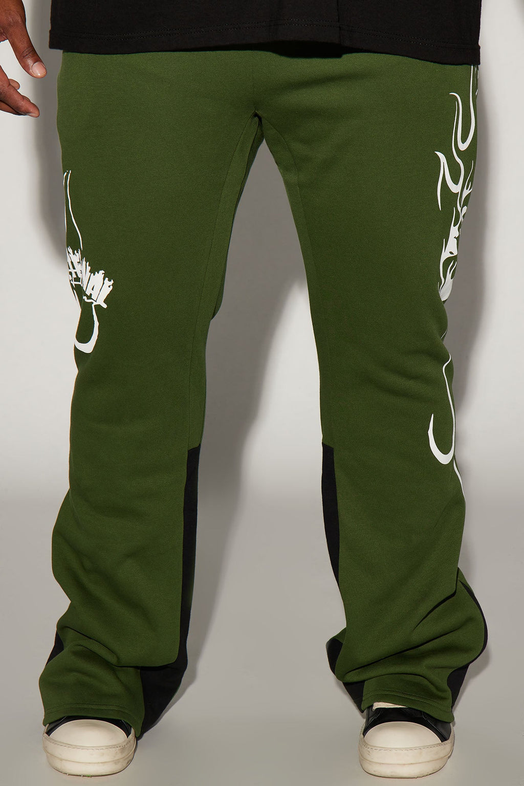 Eternal Flame Flared Sweatpants - Olive