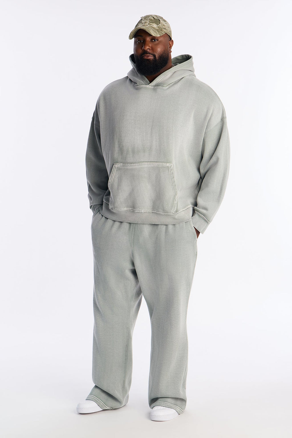Acid Wash Heavyweight Slim Flare Sweatpants - Sage