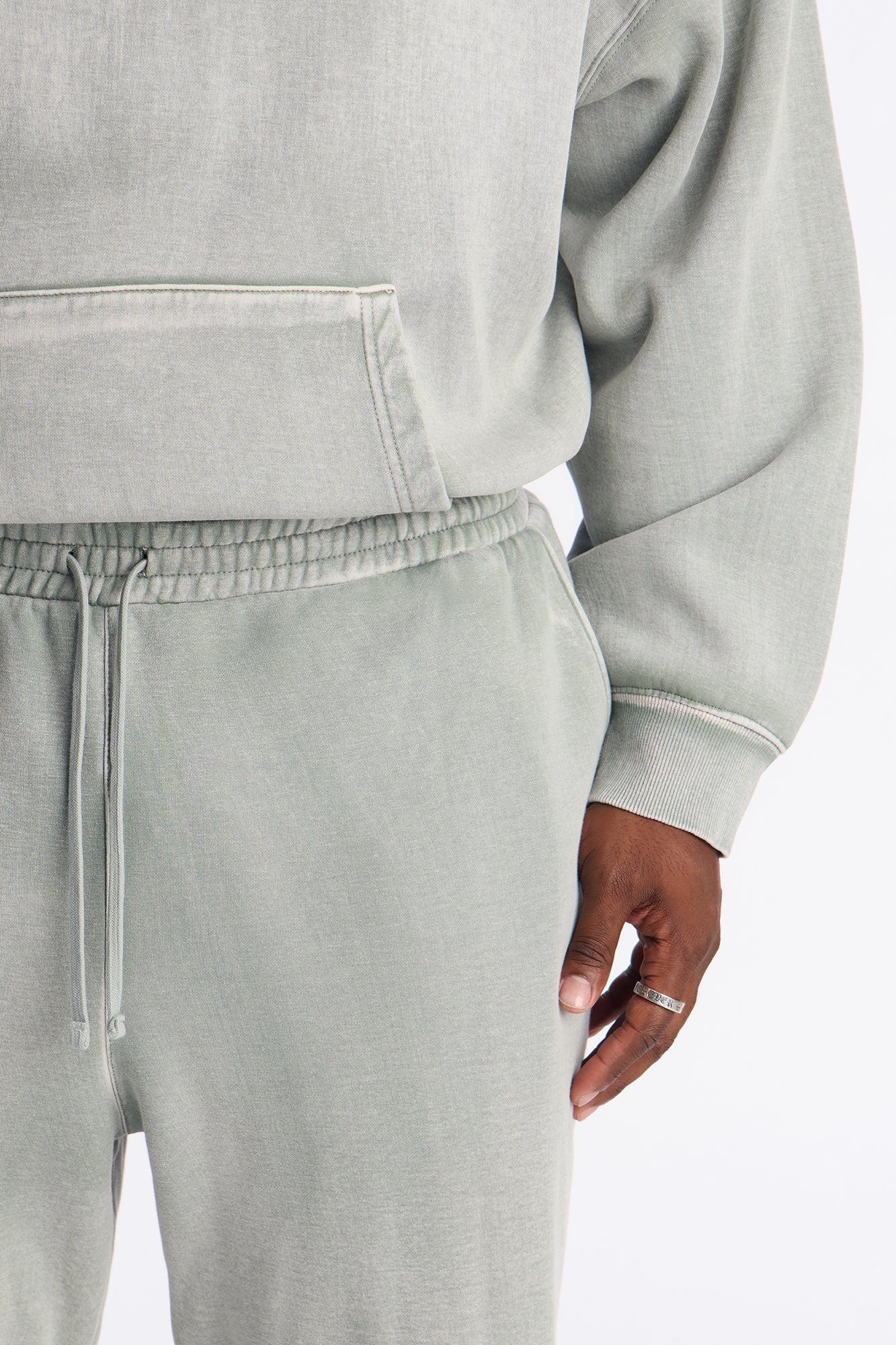 Acid Wash Heavyweight Slim Flare Sweatpants - Sage