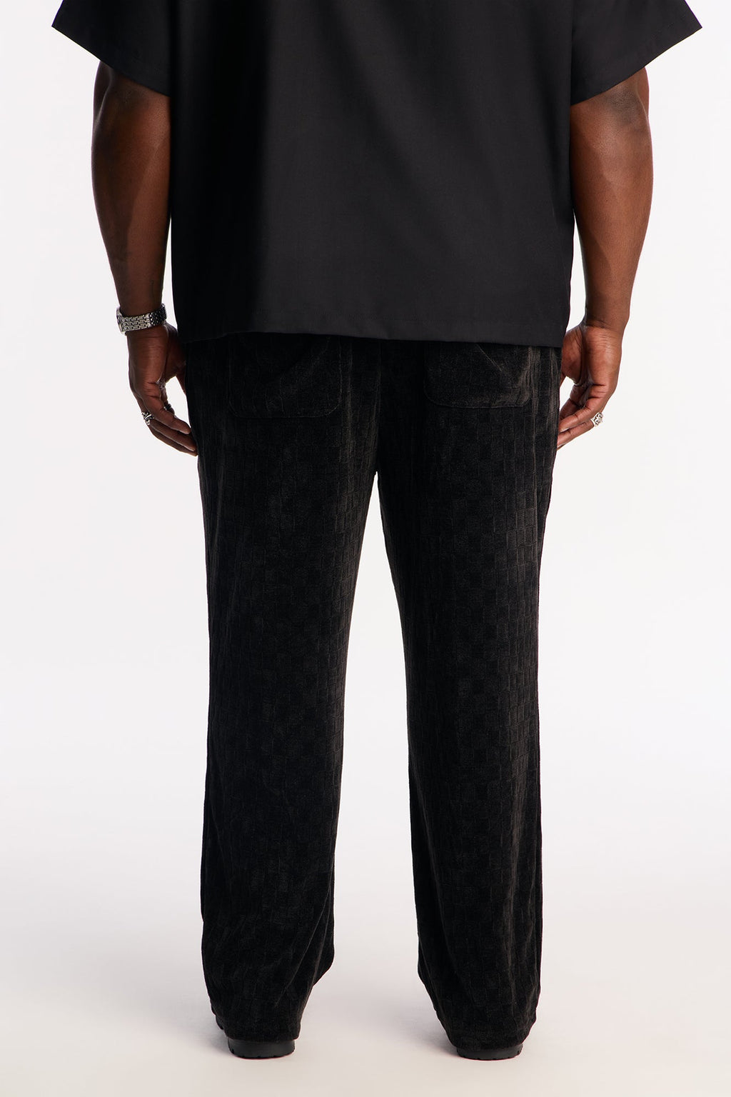 Straight Chenille Textured Pant - Black