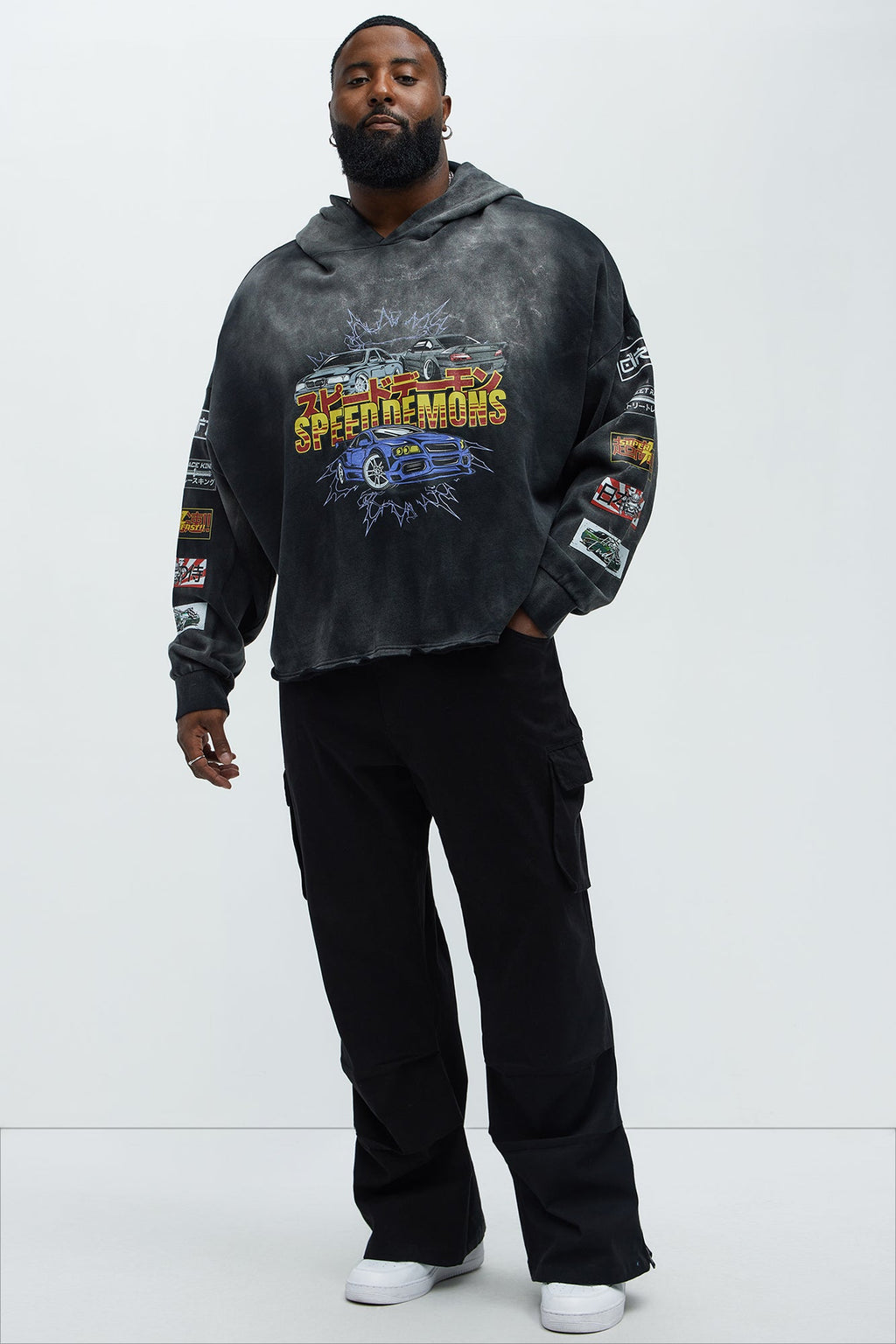 Tyson Speed Demons Boxy Hoodie - Black Wash