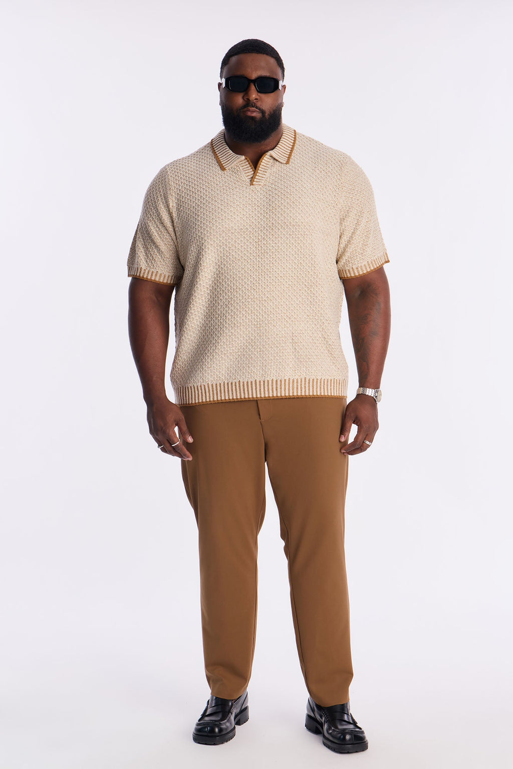 Knit Mercer Johnny Polo - Brown