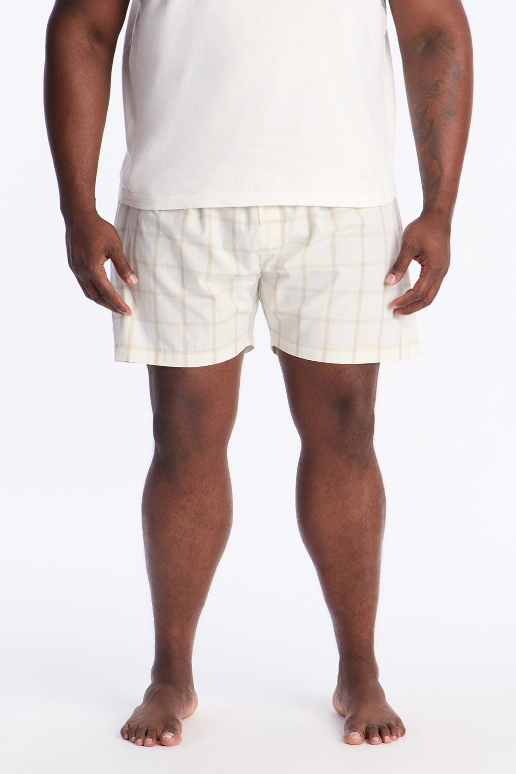 Subtle Plaid Cotton Boxer - Beige