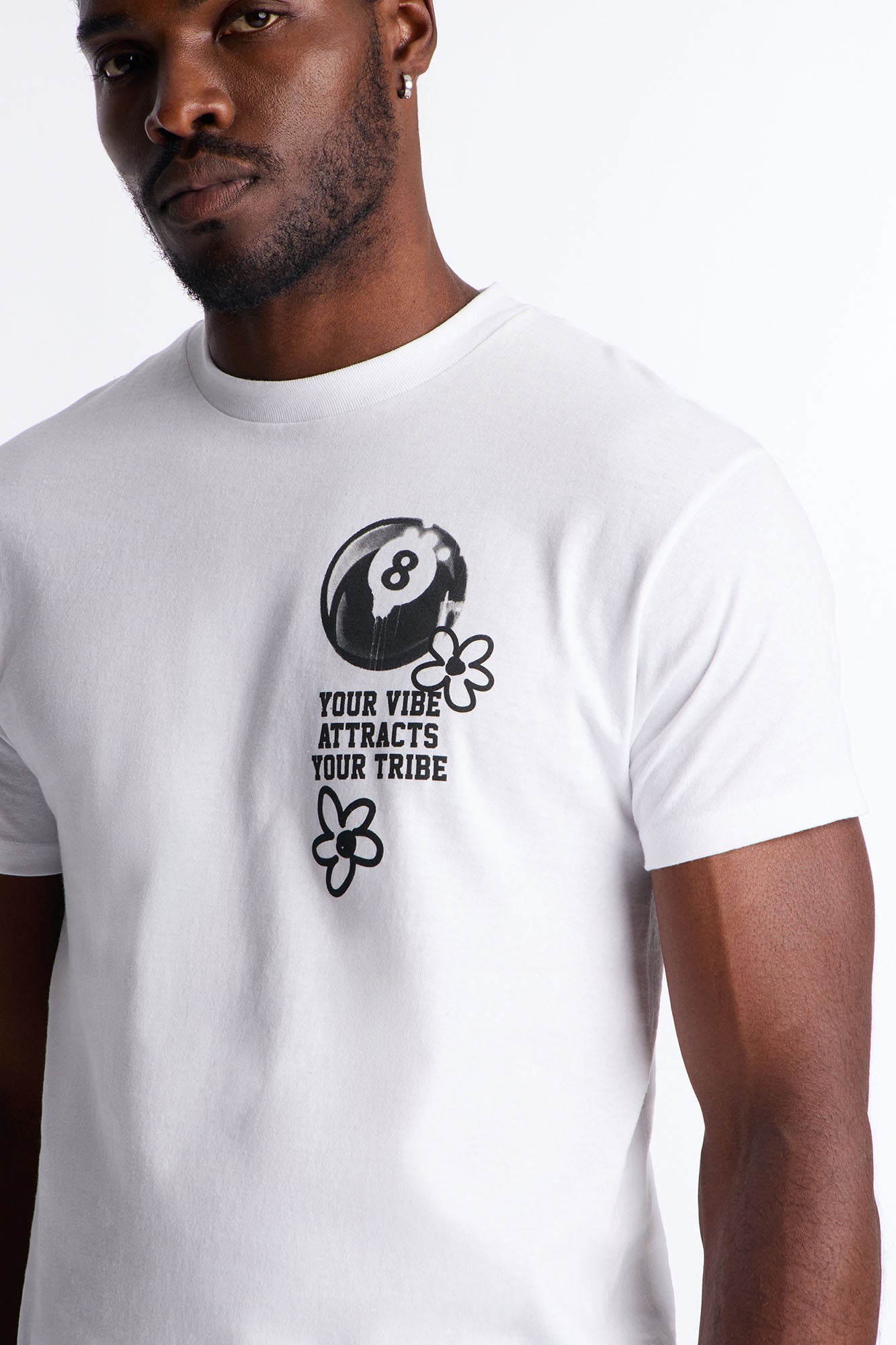 Eight Black Ball Short Sleeve Tee - White