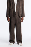 Baggy Noven Edge Suede Guekha Trouser - Grey