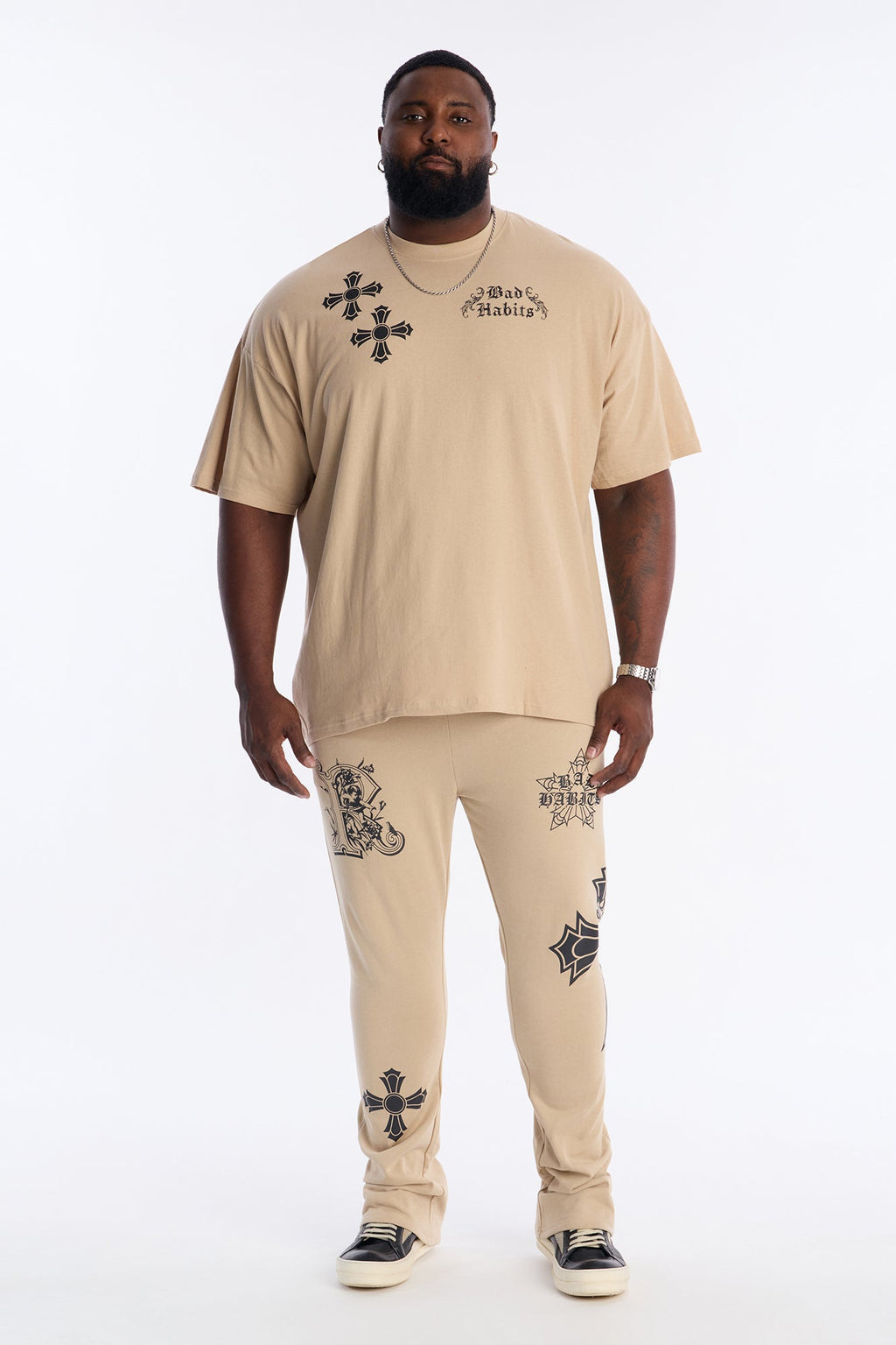 Bad Habits Not Perfect Oversized Short Sleeve Tee - Taupe