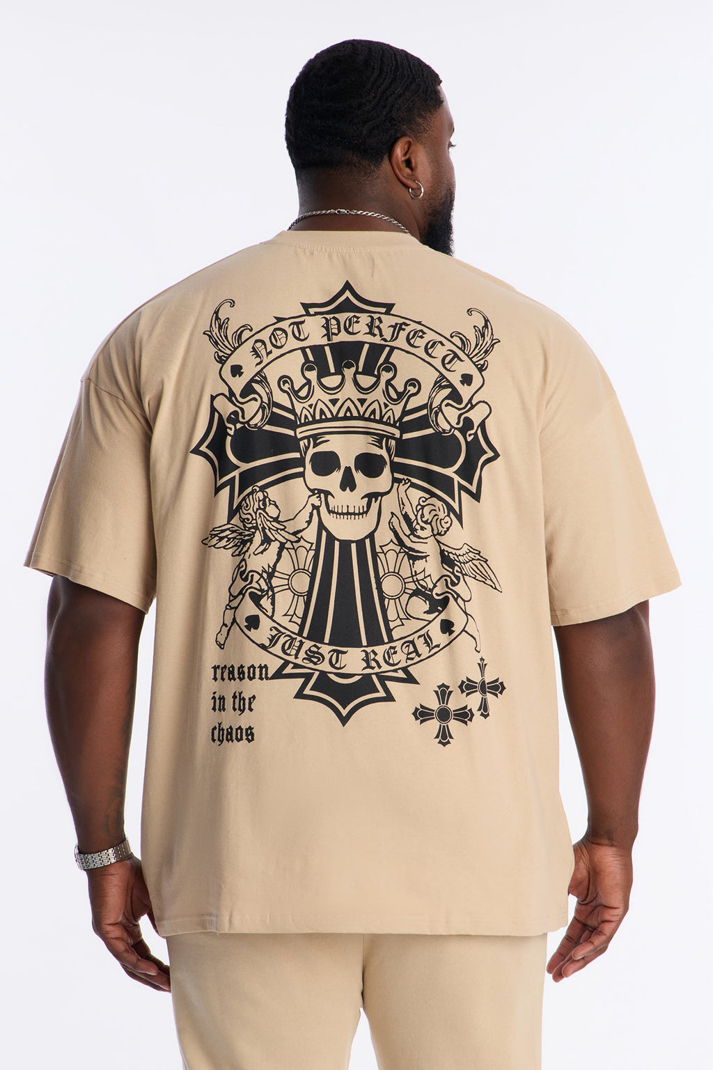 Bad Habits Not Perfect Oversized Short Sleeve Tee - Taupe