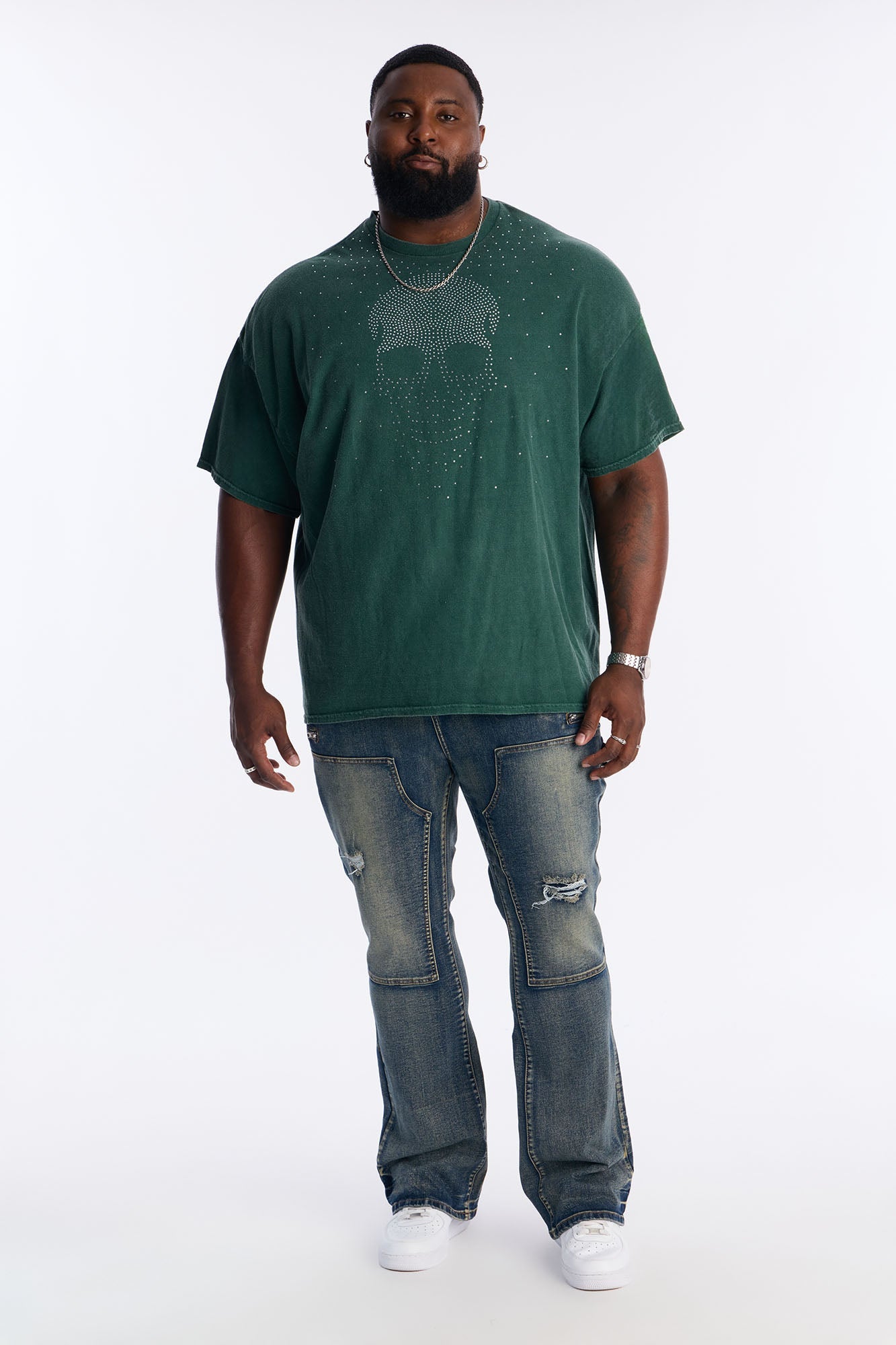 Stacked Skinny Flare Up To Me Carpenter Distressed Jean - Medium Wash
