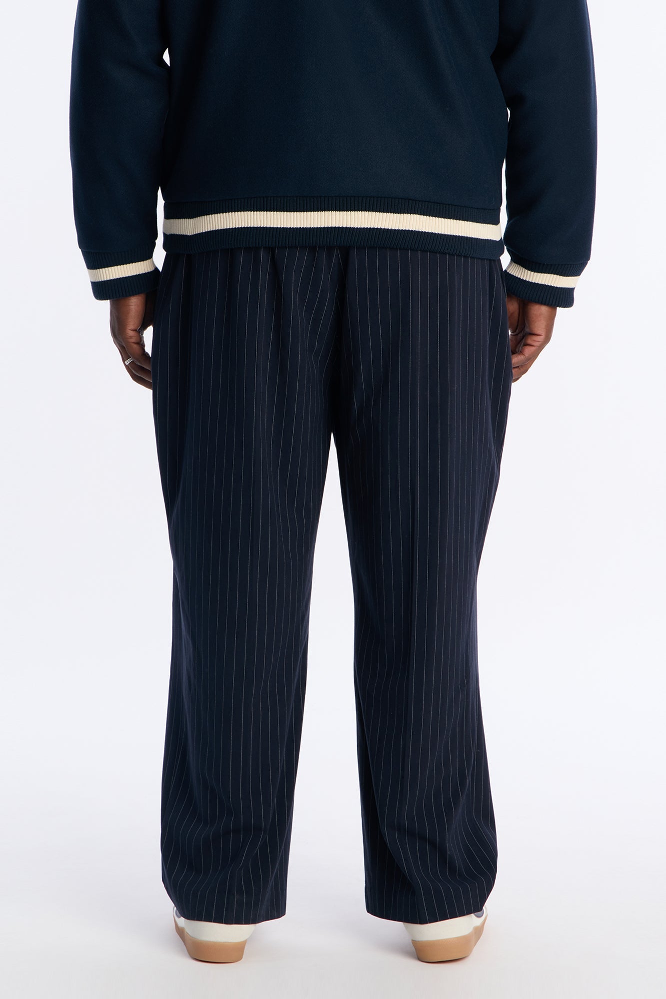 Straight Harlow Pinstripe Drawstring Pant - Navy