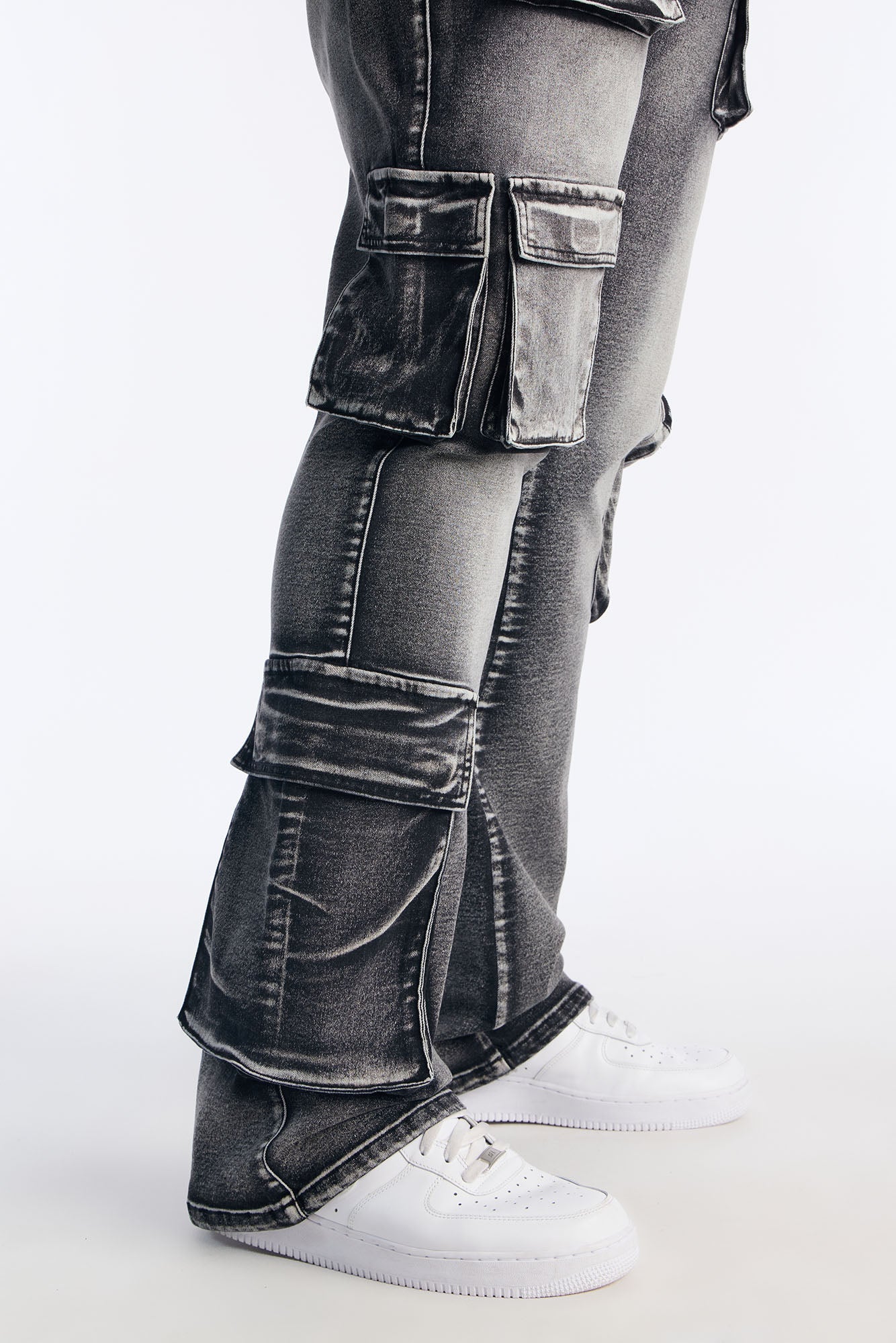 Stacked Skinny Flare Out And About Cargo Jean - Black Wash
