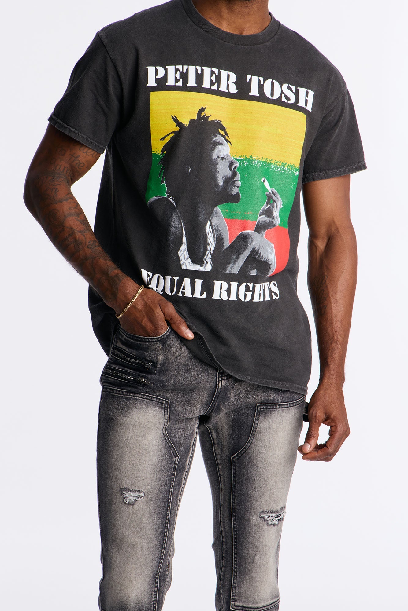 Peter Tosh Vintage Washed Short Sleeve Tee - Black Wash