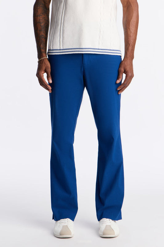 Slim Modern Gabardine Slit Flared Trouser - Navy