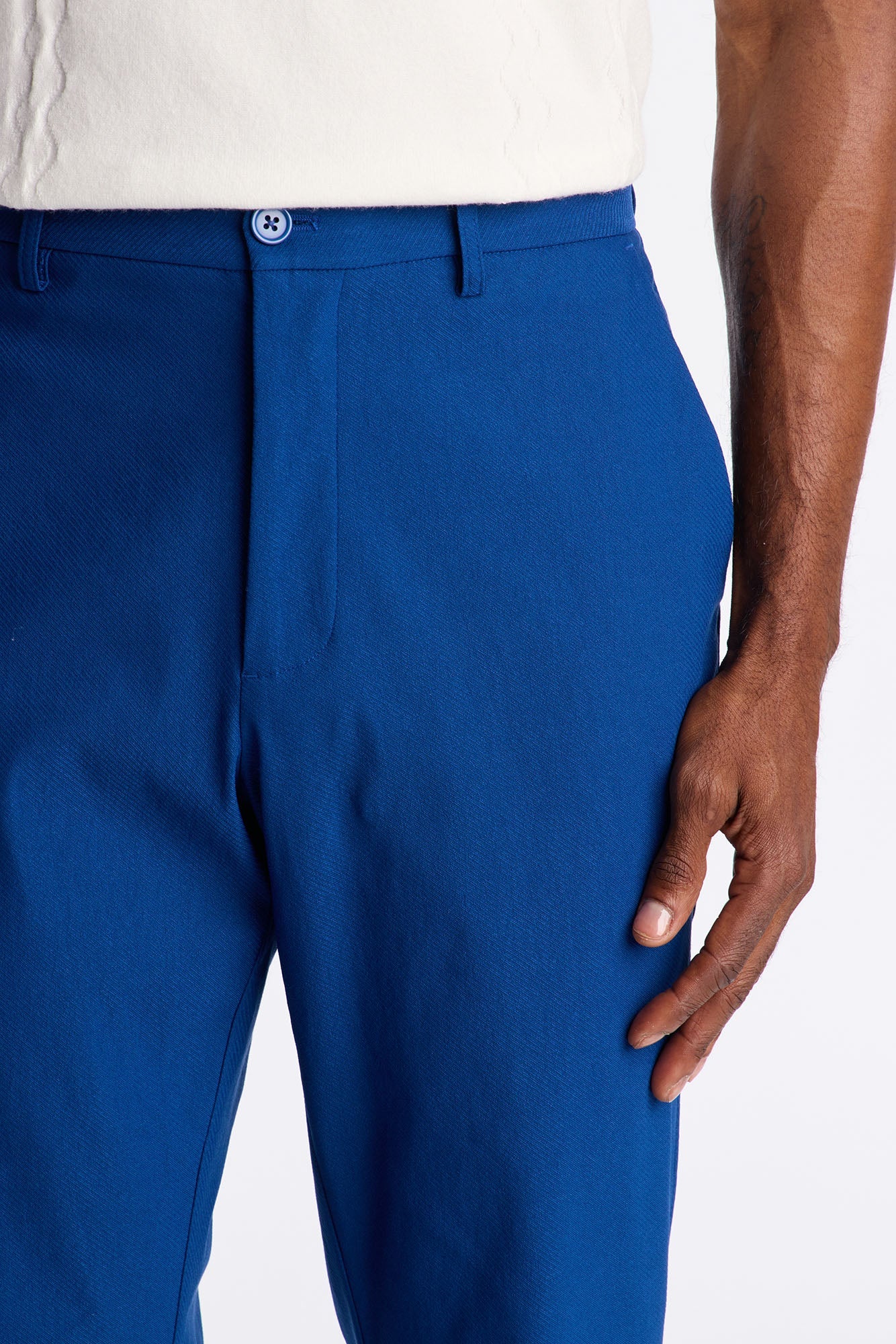 Slim Modern Gabardine Slit Flared Trouser - Navy