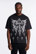Crosses Forever Oversized Short Sleeve Tee - Black