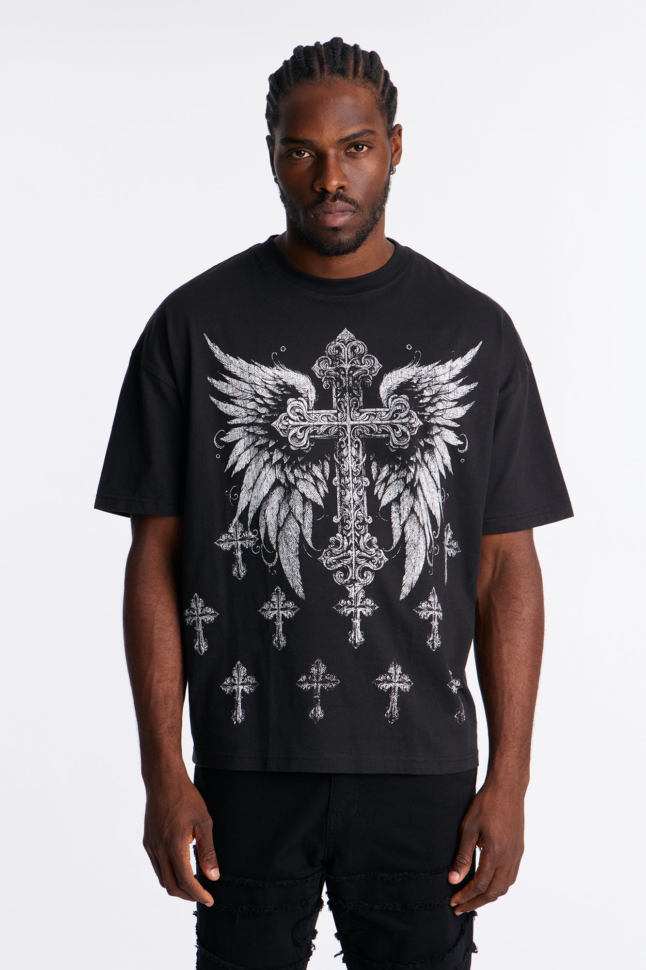 Crosses Forever Oversized Short Sleeve Tee - Black