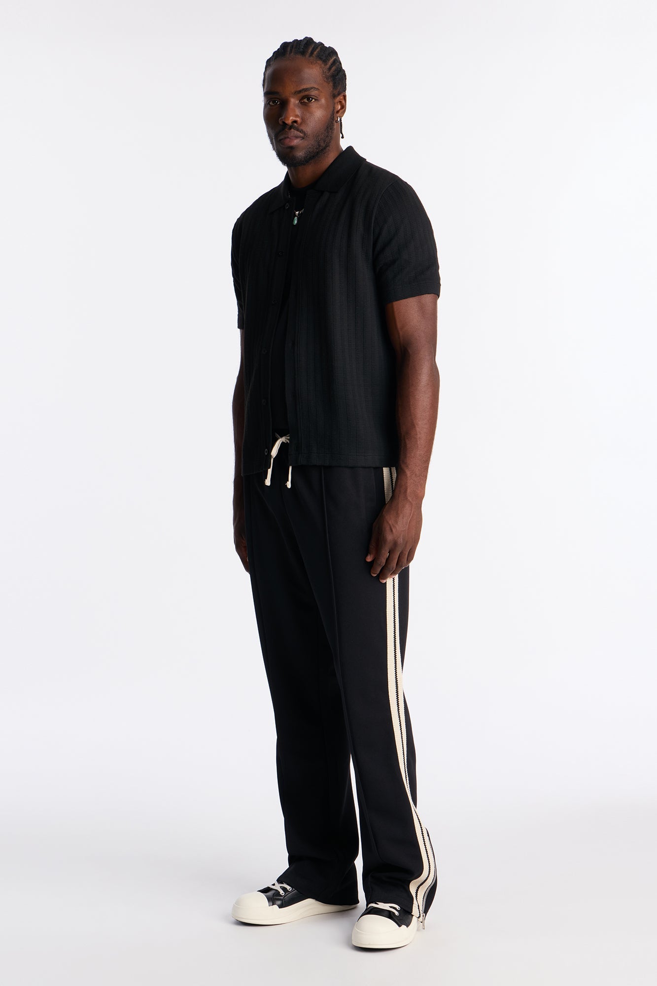 Dennis Slim Flare Track Pant - Black