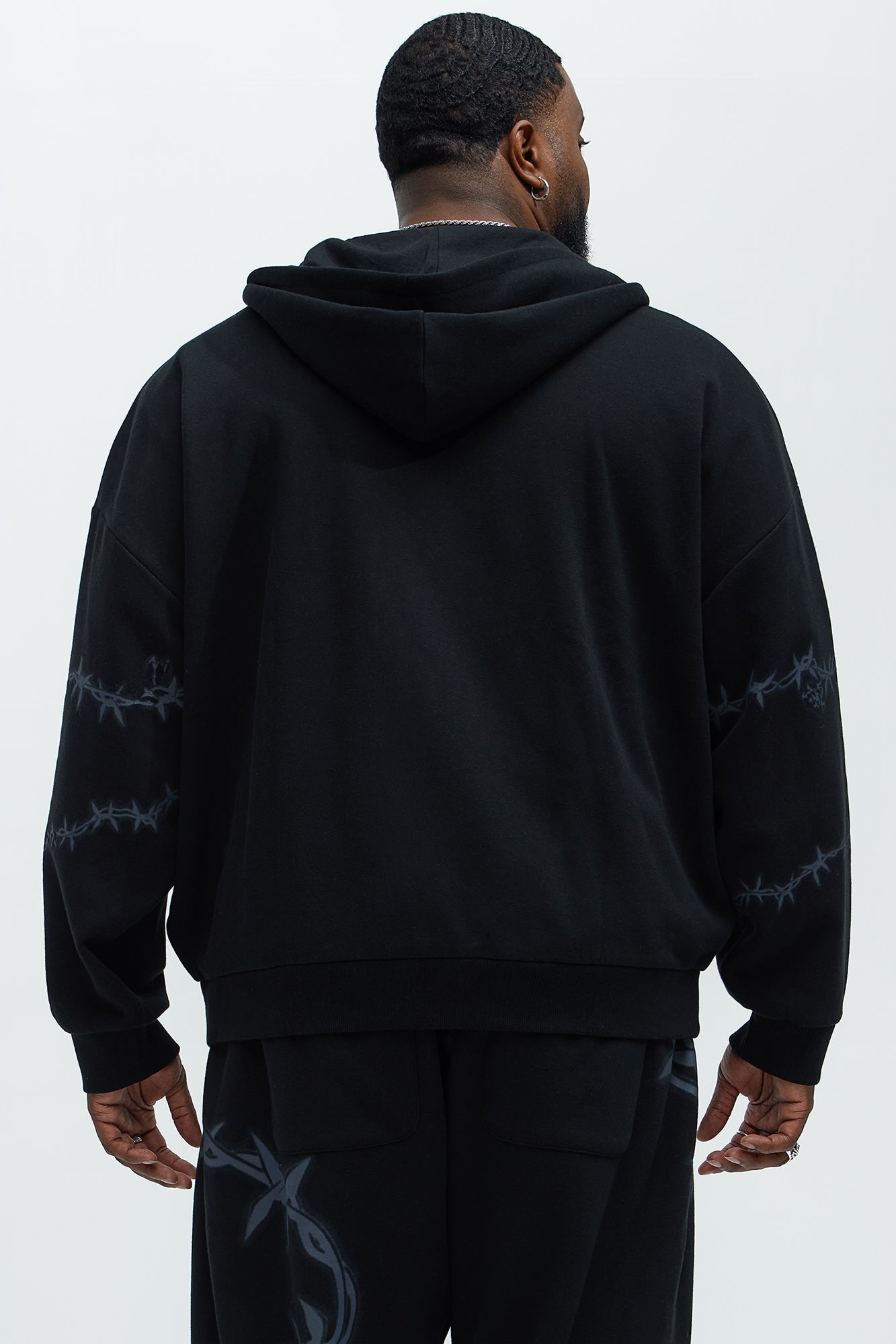 Tyson Chaos Oversized Zip Hoodie - Black