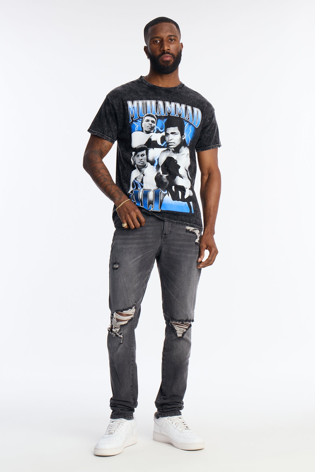 Muhammad Ali Champion Vintage Washed Short Sleeve Tee - Black Wash