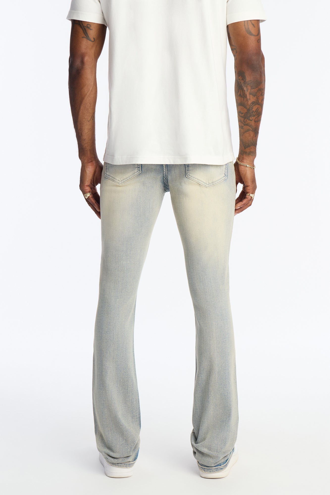 Stacked Skinny Flare Ice Star Pearl Jean - Light Wash