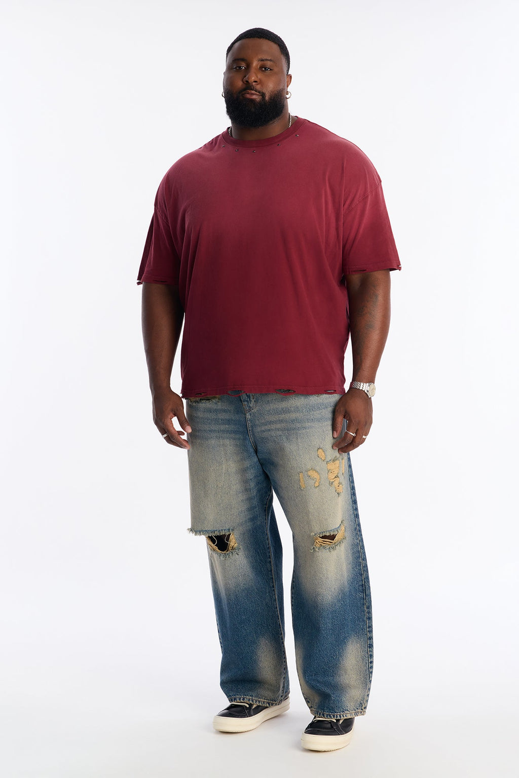 Vintage Wash Relaxed Edge Tee - Red
