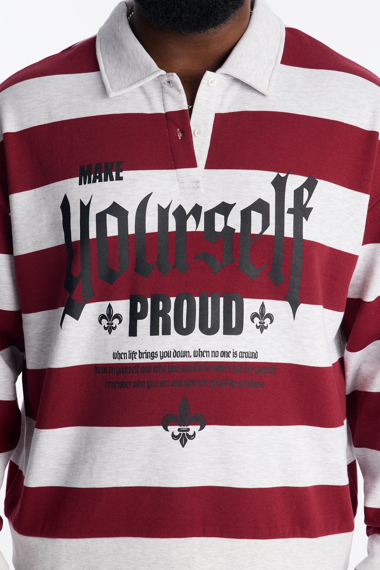 Make Yourself Proud Stripe Fleece Polo - Red