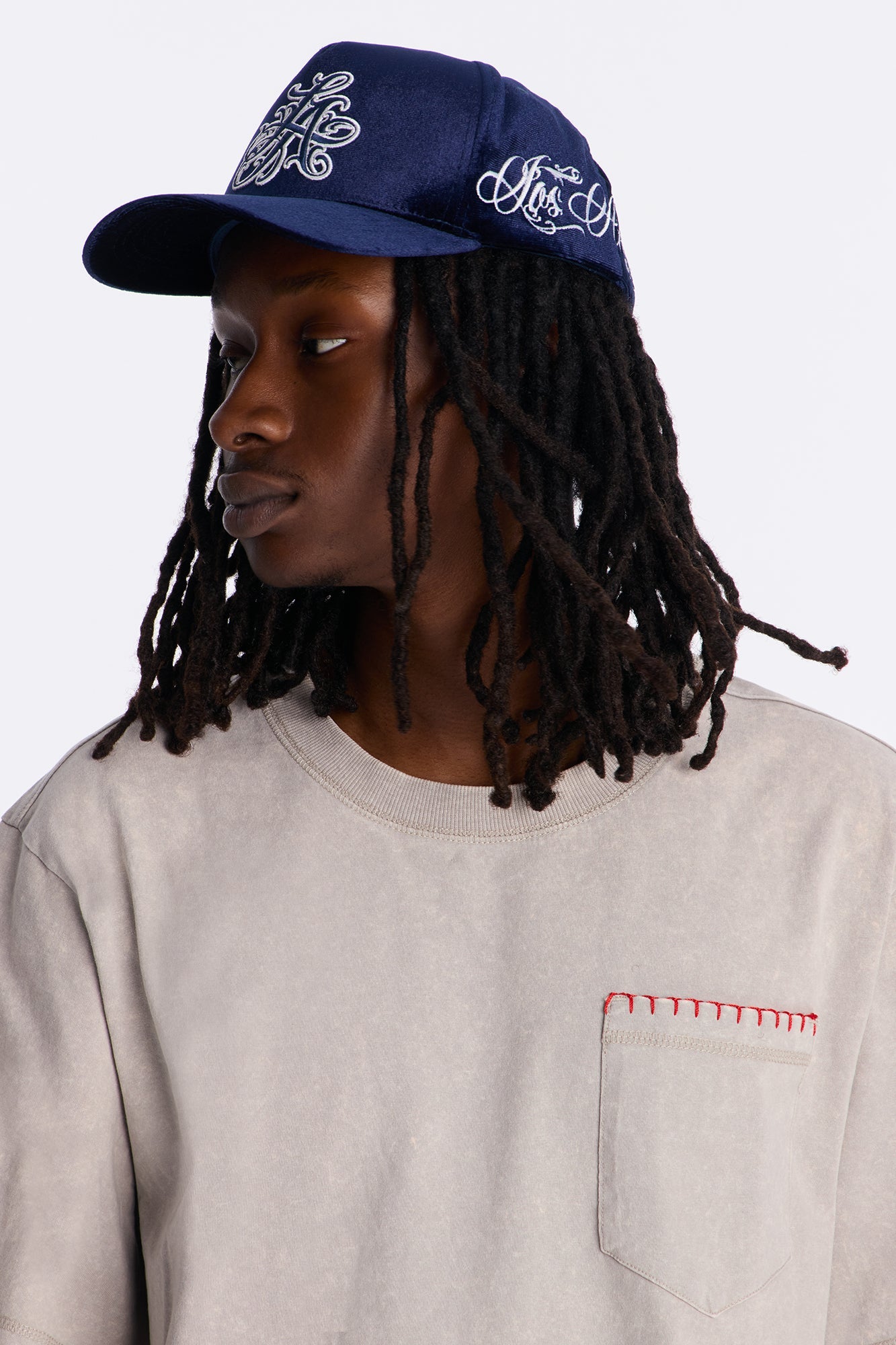 LA Tattoo Velvet Structured Snapback Hat - Navy