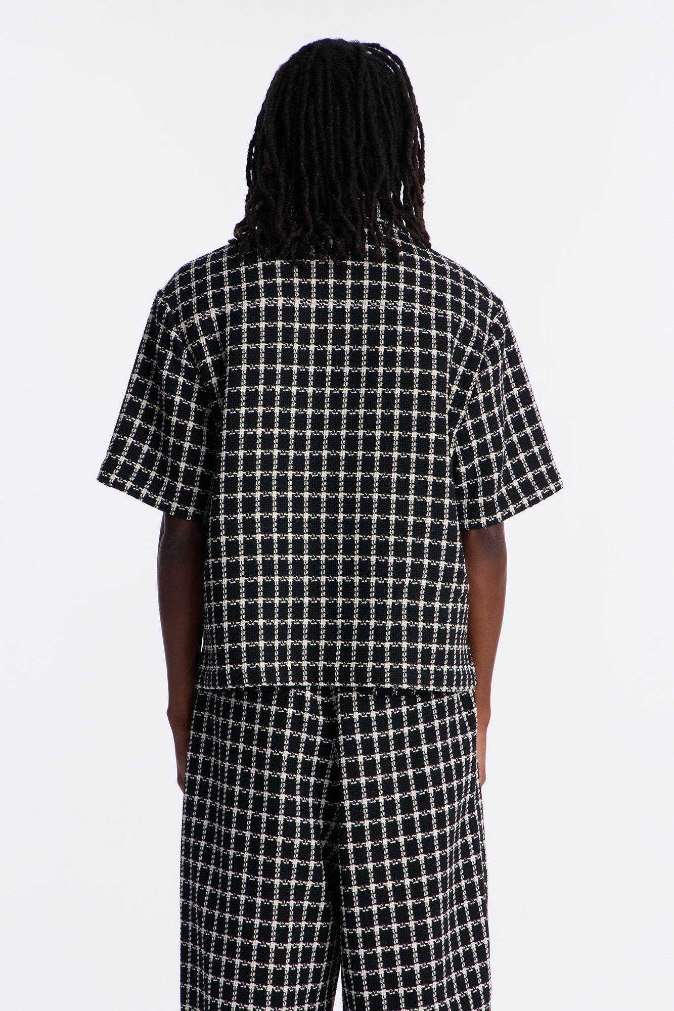 Relaxed Tweed Theory Button Up Shirt - Black