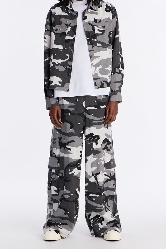 Pearl Wildin Camo Cargo Baggy Pants - Black