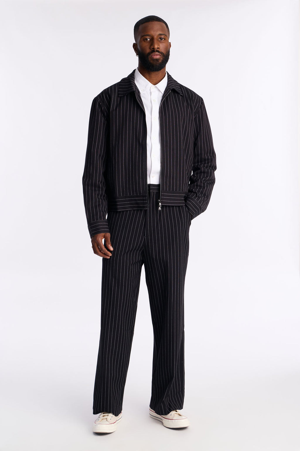 Straight Striped Jacket - Black