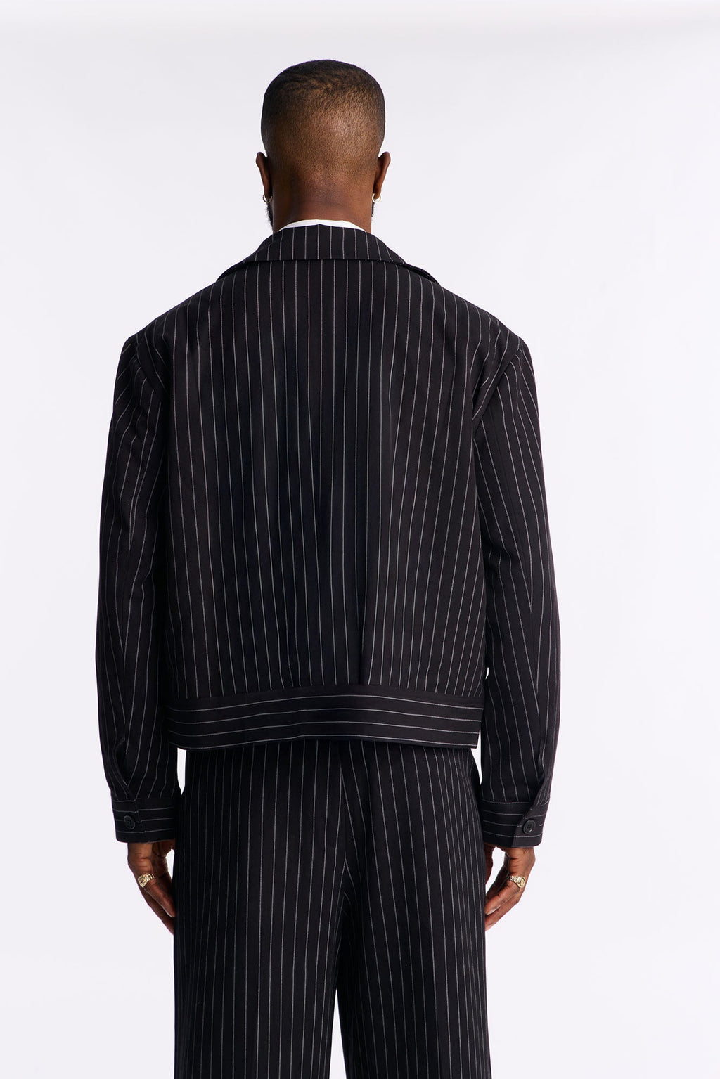 Straight Striped Jacket - Black