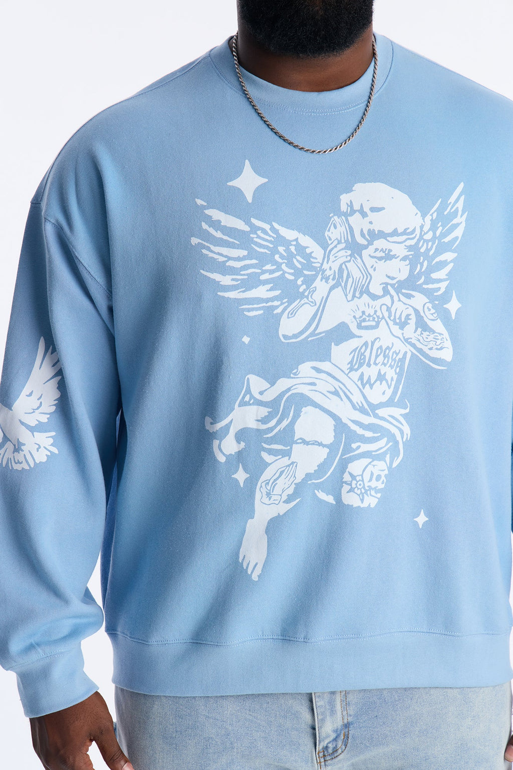 Heaven Sent Crew Neck Sweatshirt - Blue