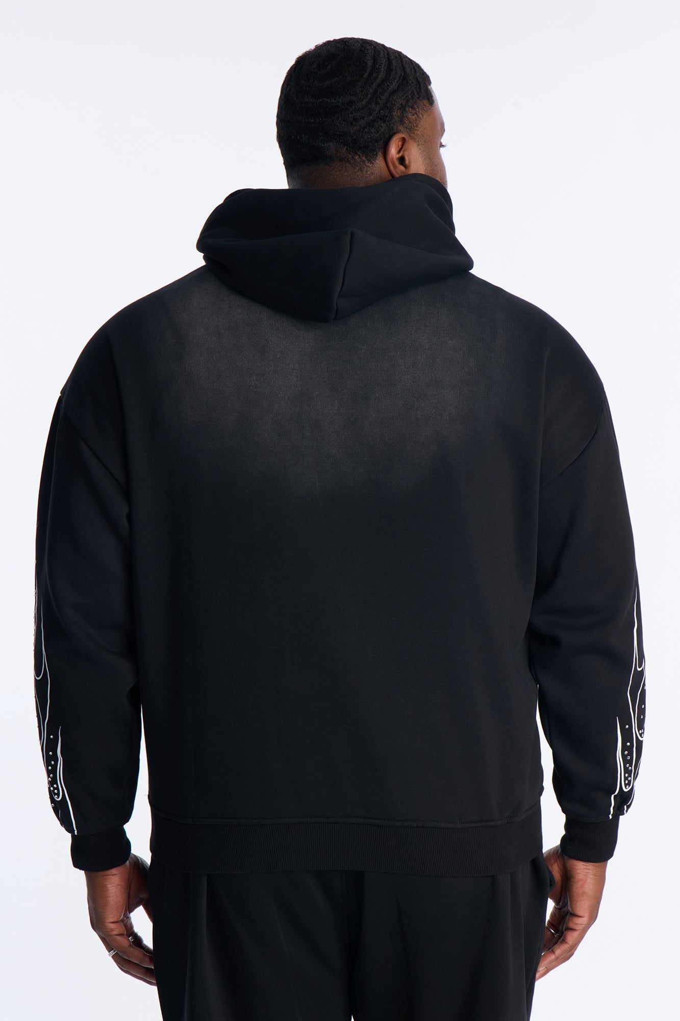 Fearless Rhinestones Oversized Hoodie - Black